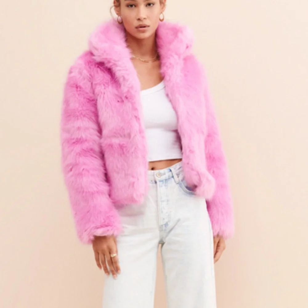 Glamorous Pink Faux Fur Jacket size M - Picture 1 of 12
